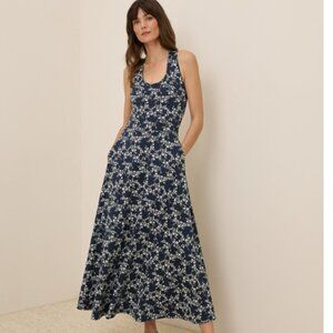 Pact Navy and White Floral Maxi Dress